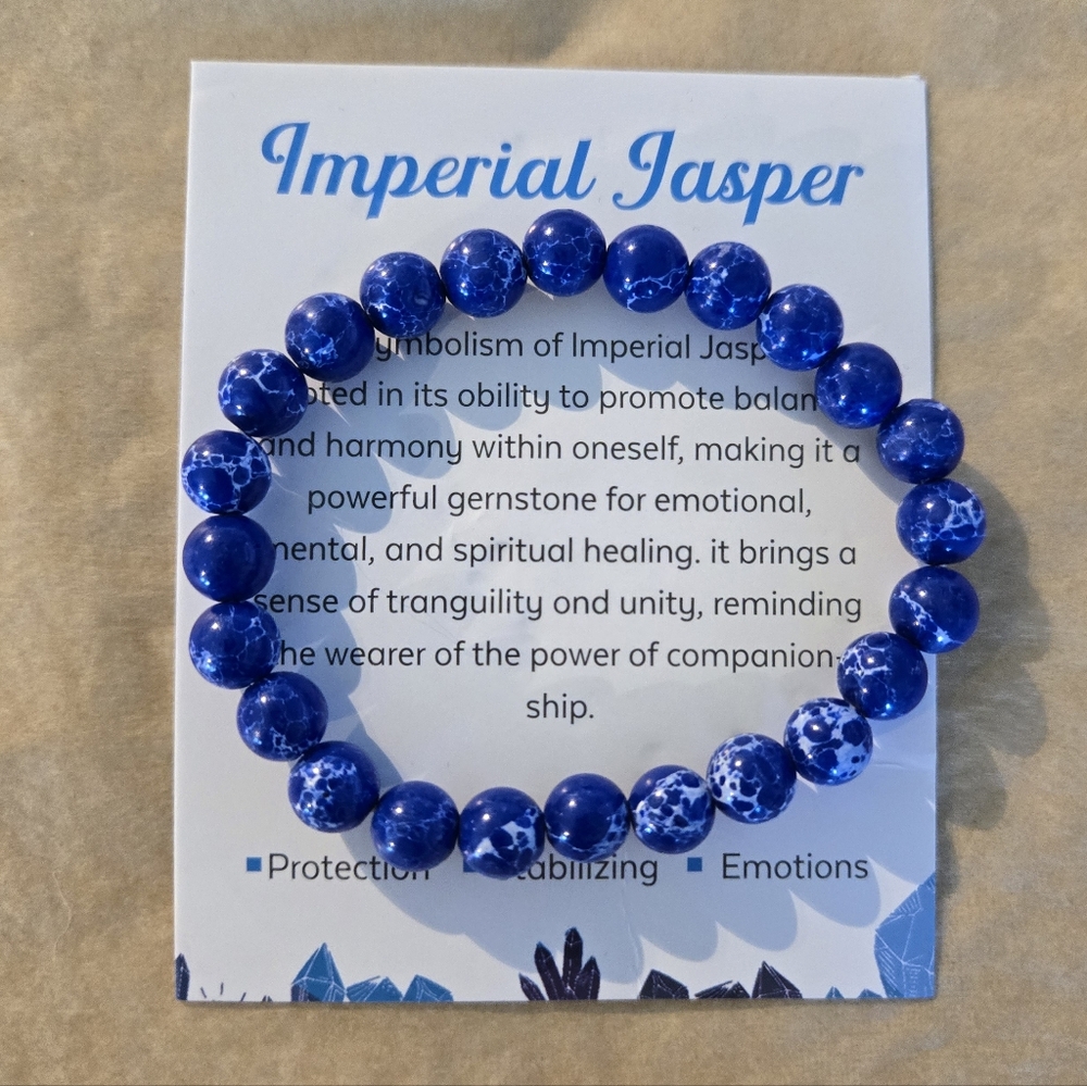Natural Stone Imperial Jasper Bracelet Men Women Handmade Giftable